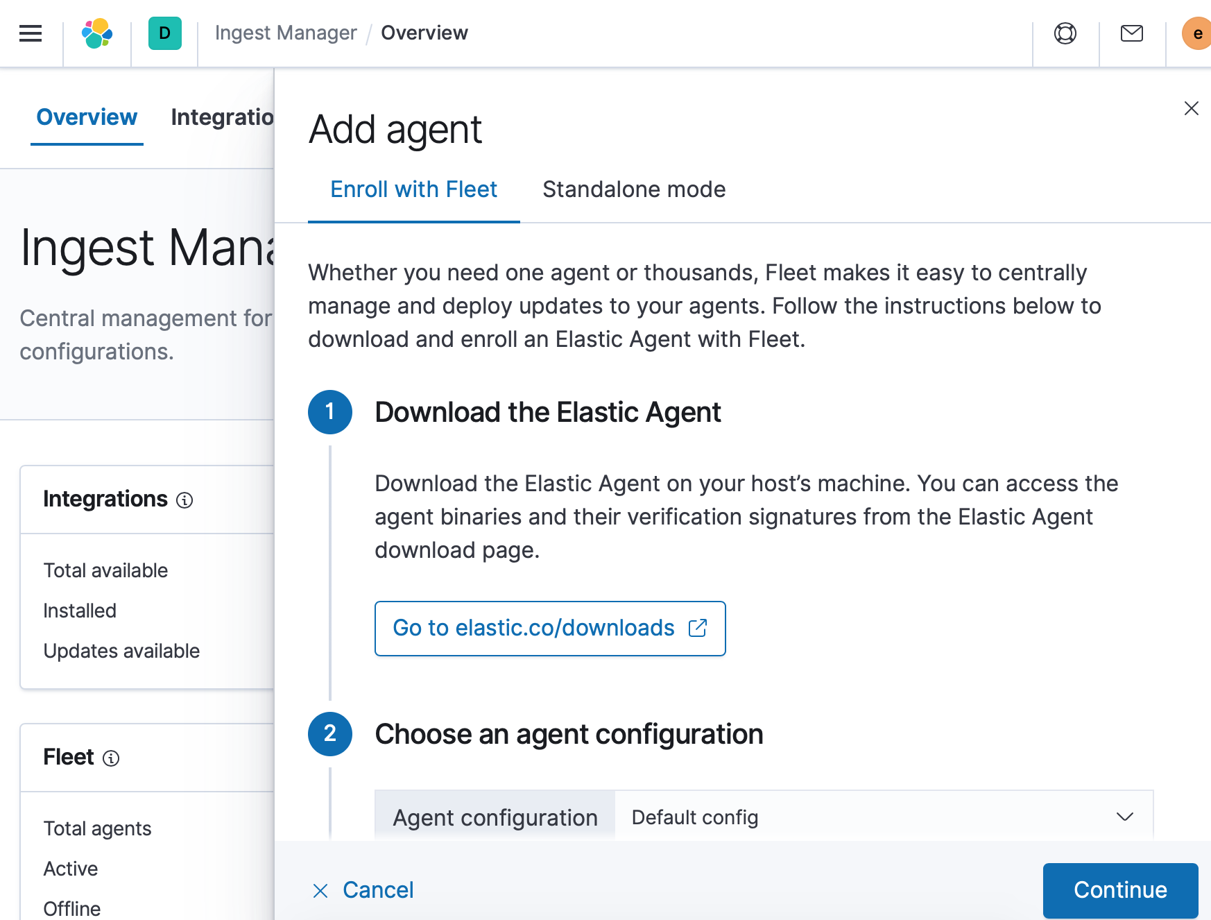 Ingest Manager - add agent
